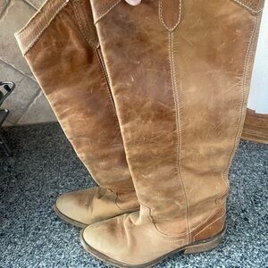 Tan Leather Knee-High Boots